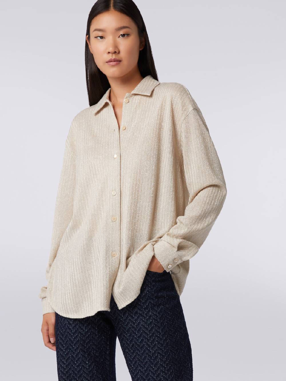 Missoni Camicia oversize in cotone e viscosa lamé Nuovo