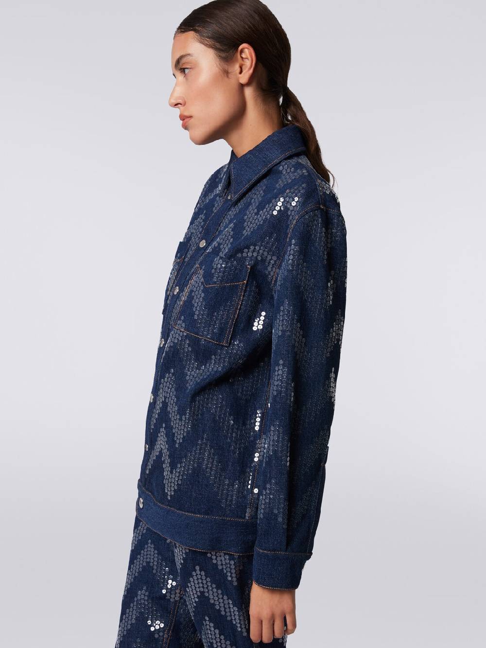 Missoni Overshirt in denim con applicazione di paillettes Consegna Veloce