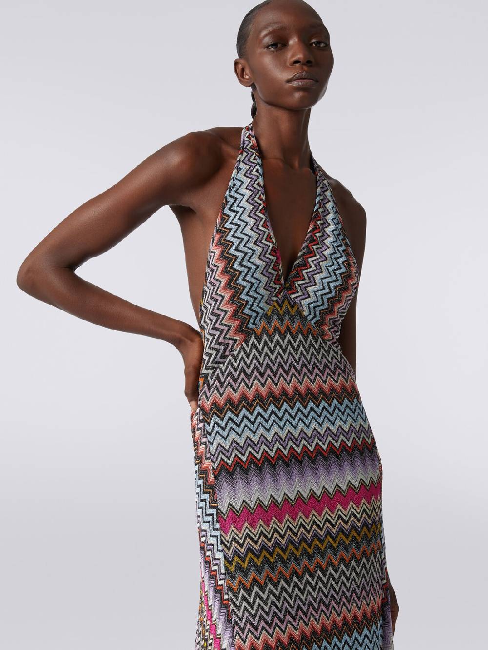 Missoni Abito lungo in viscosa zig zag con lurex Economico