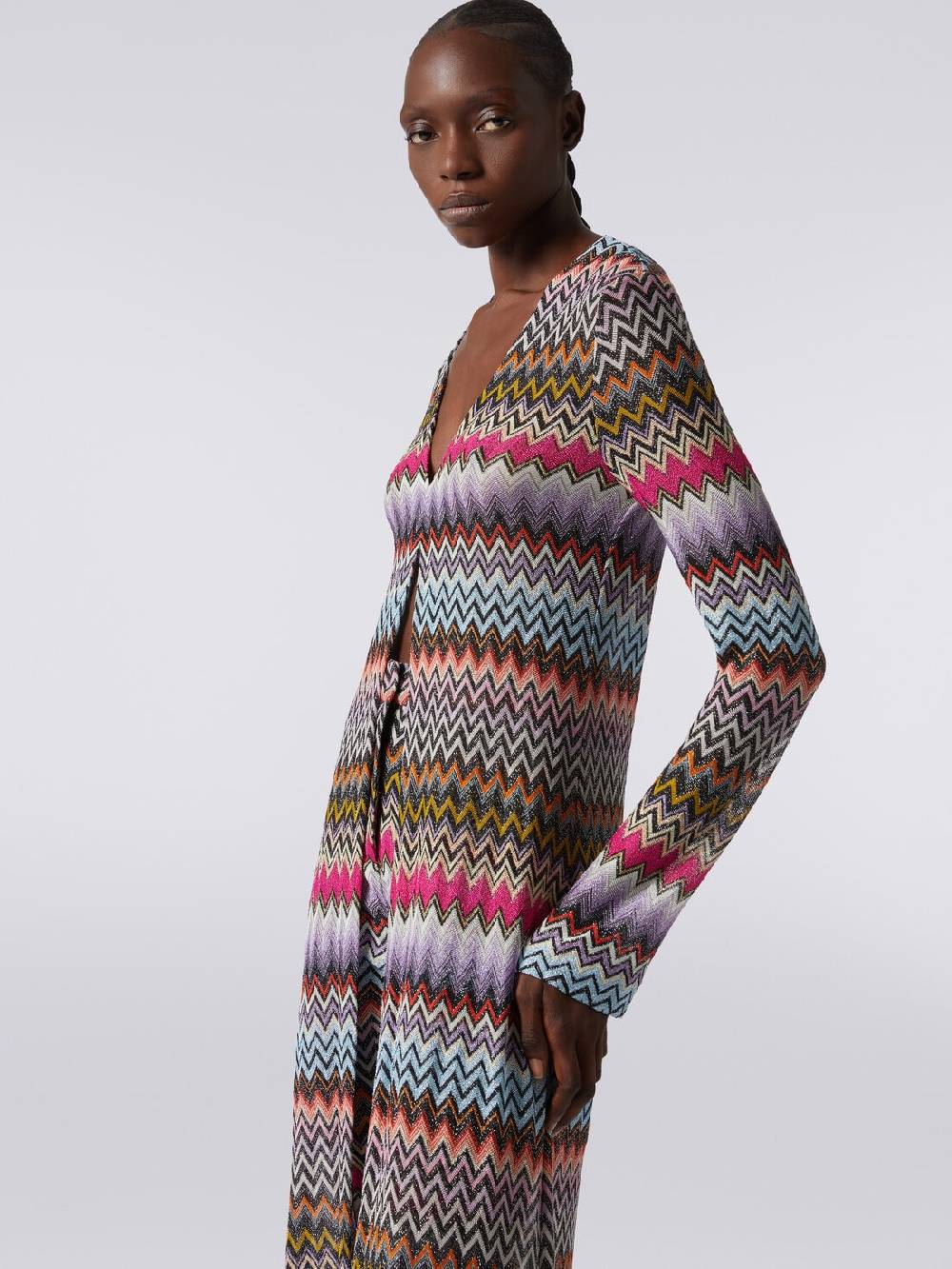 Missoni Cardigan lungo in viscosa zig zag con lurex Online