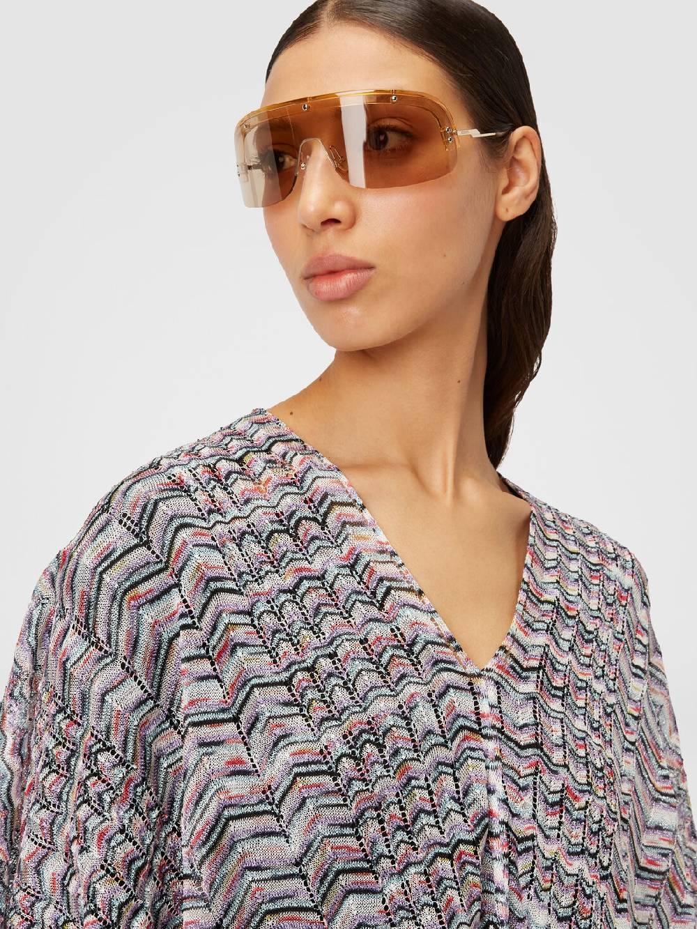 Missoni Poncho in maglia di viscosa e cotone chevron Saldi