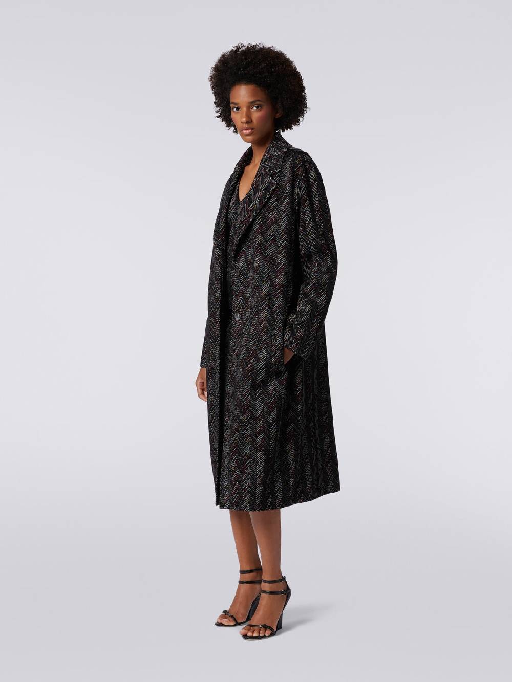 Missoni Cappotto monopetto in misto lana zig zag Pezzi Unici