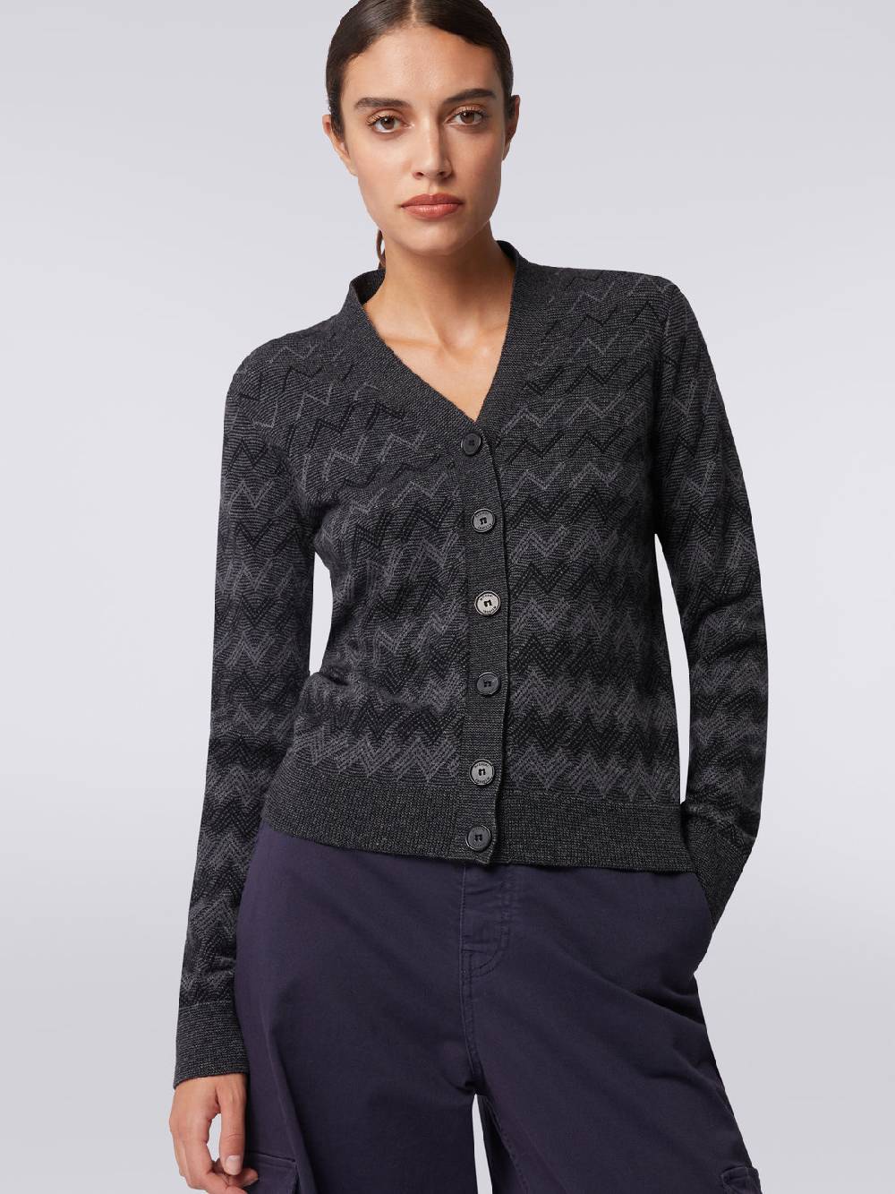 Missoni Cardigan con scollo a V in cachemire con zig zag Vendita Economica