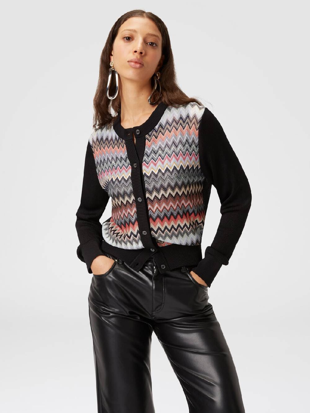 Missoni Cardigan corto in viscosa chevron Saldi Di Fabbrica