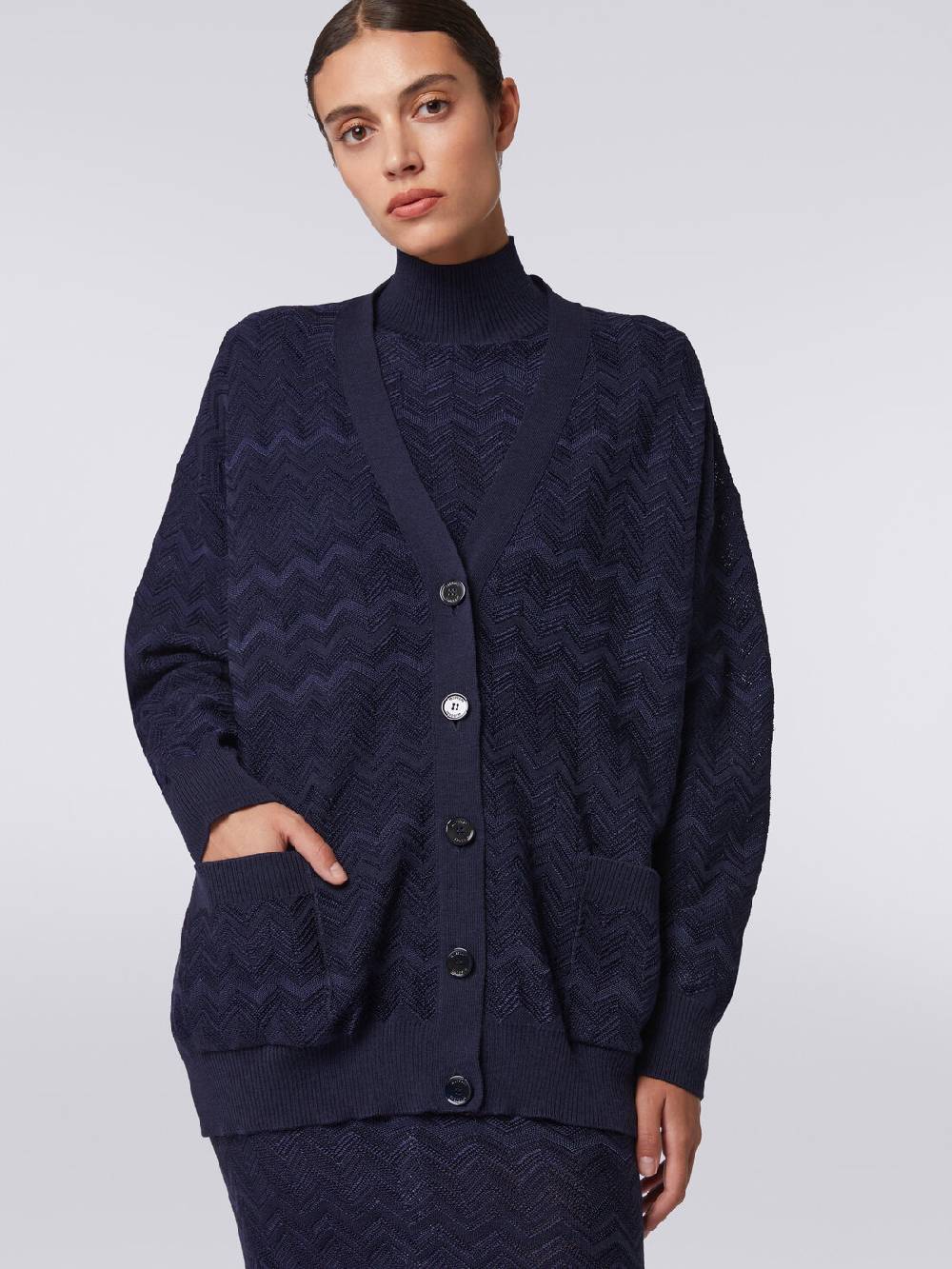 Missoni Cardigan oversize in maglia di viscosa e lana chevron Negozio