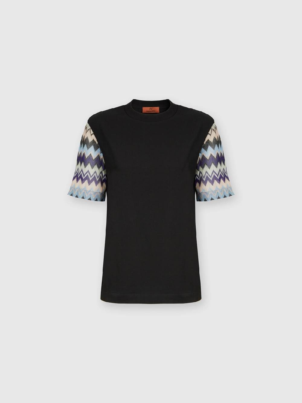 Missoni T-shirt in jersey di cotone con maniche in maglia zig zag Moda