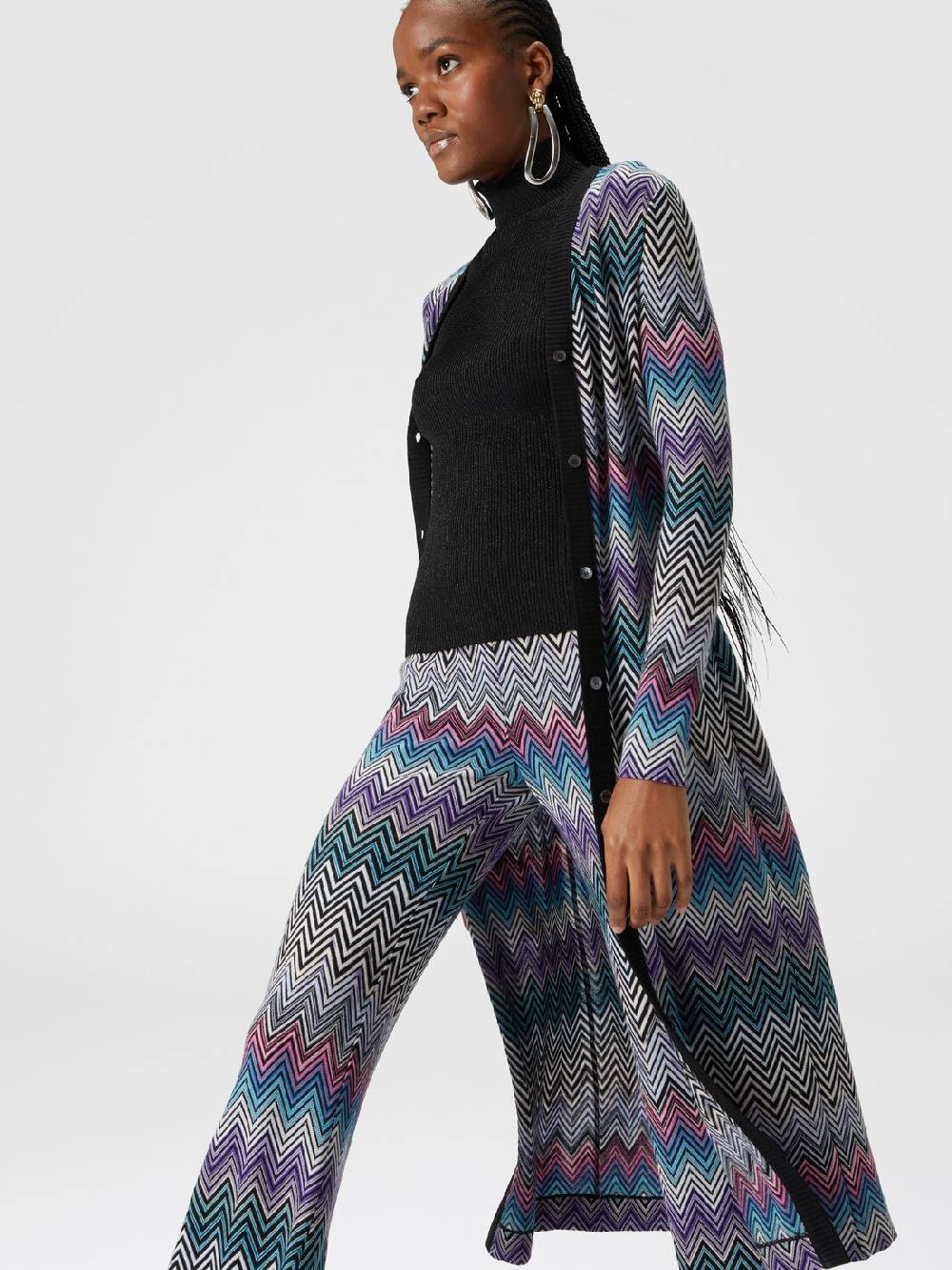 Missoni Pantaloni flare in lana zig zag Italy