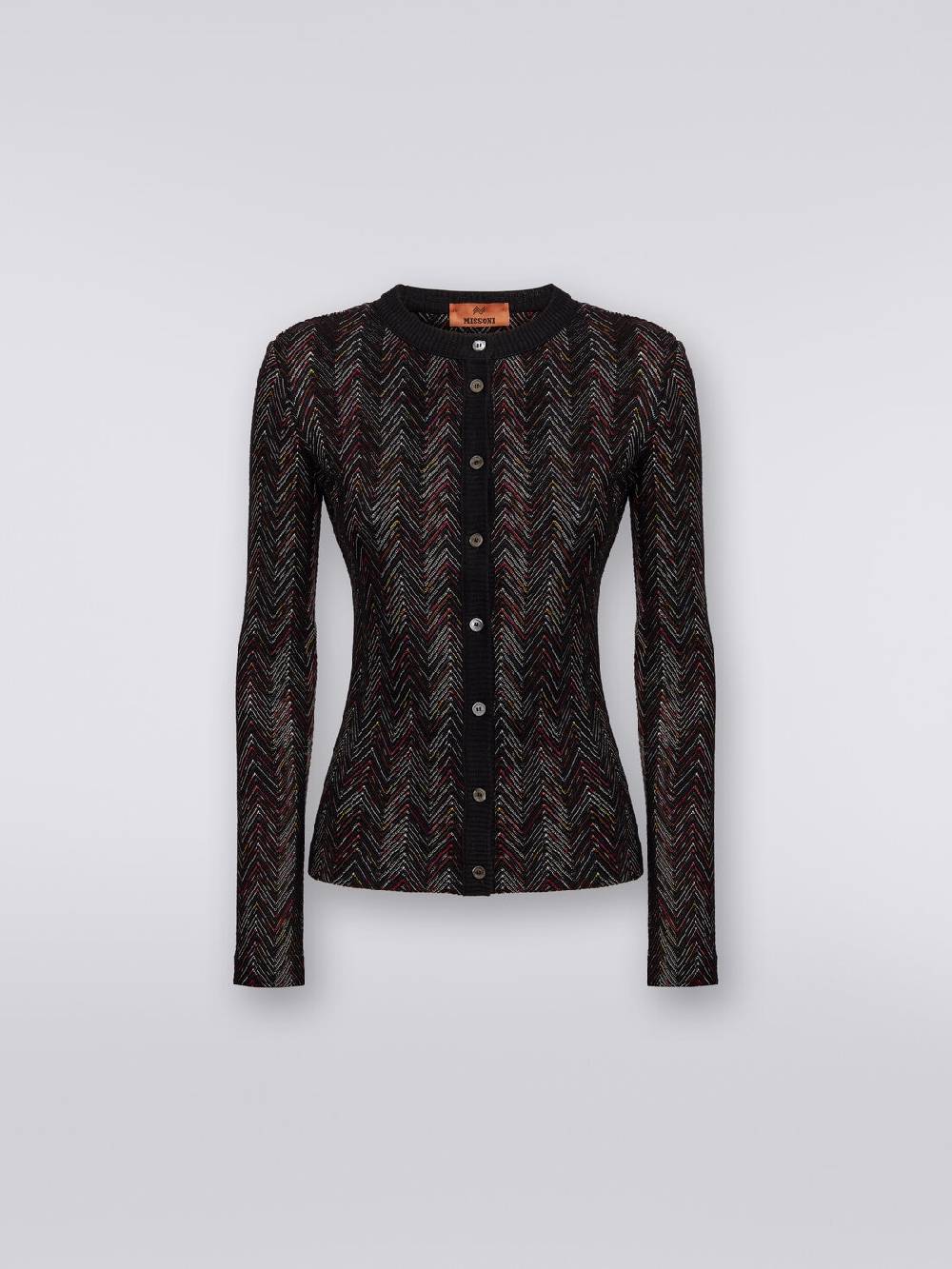 Missoni Cardigan corto in maglia di lana e viscosa con zig zag in rilievo Vendita
