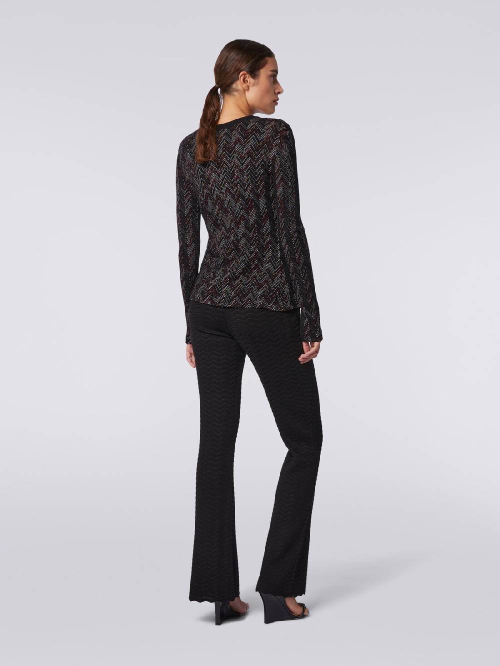 Missoni Cardigan corto in maglia di lana e viscosa con zig zag in rilievo Vendita