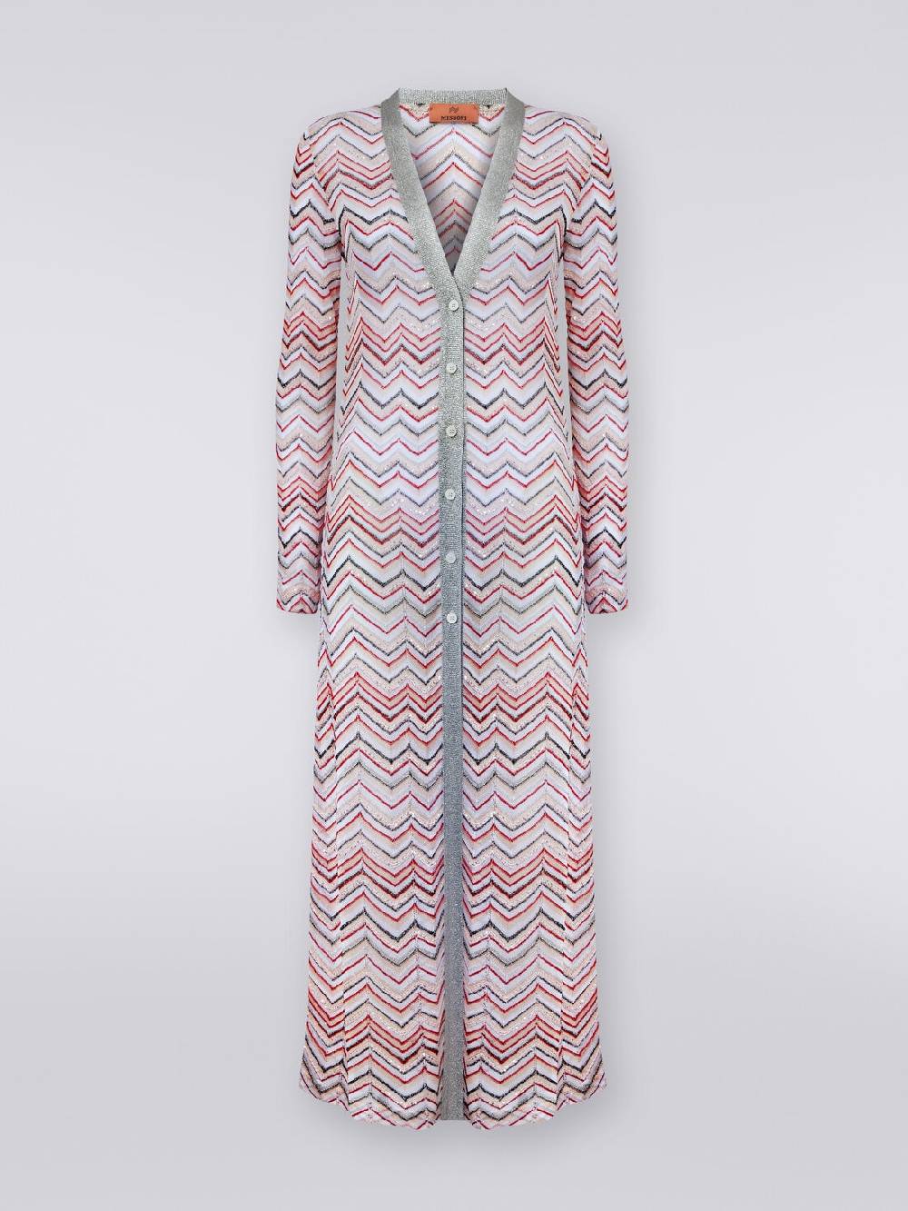 Missoni Cardigan lungo in maglia zig zag con lurex e paillettes Soddisfazione Garantita