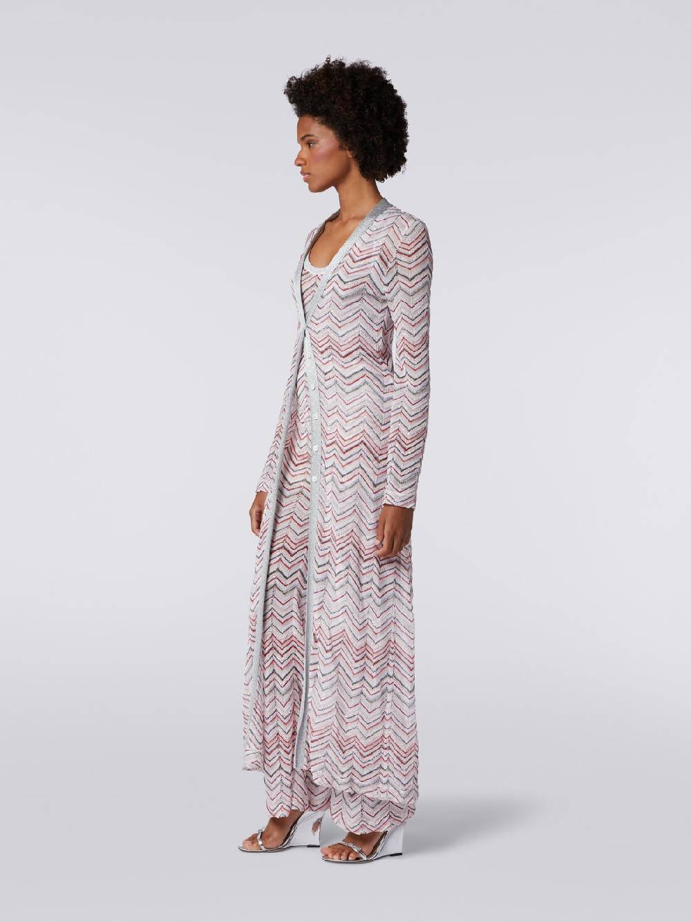 Missoni Cardigan lungo in maglia zig zag con lurex e paillettes Soddisfazione Garantita