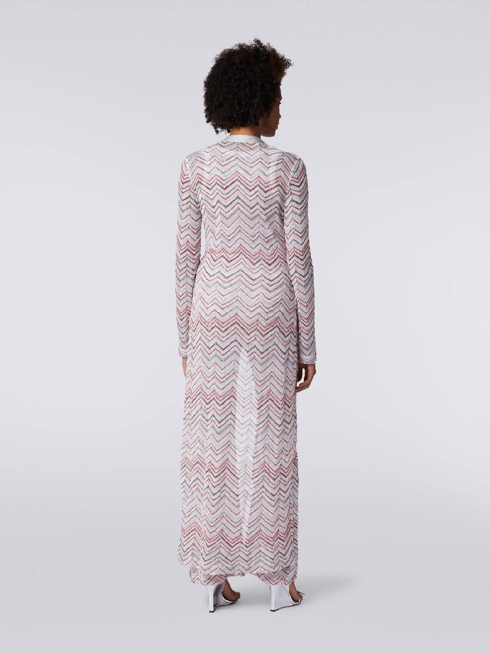 Missoni Cardigan lungo in maglia zig zag con lurex e paillettes Soddisfazione Garantita