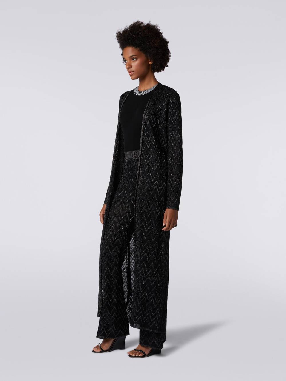 Missoni Cardigan lungo in maglia chevron con lurex Shopping Online