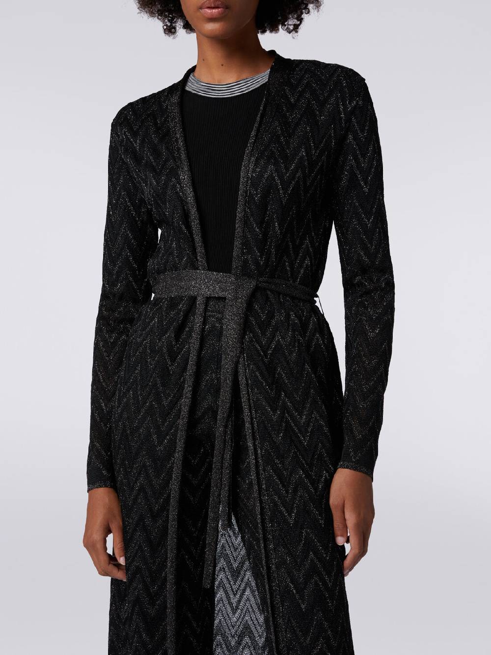 Missoni Cardigan lungo in maglia chevron con lurex Shopping Online