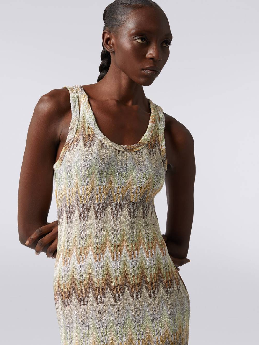 Missoni Abito lungo smanicato in viscosa zig zag con lurex Affare Del Giorno