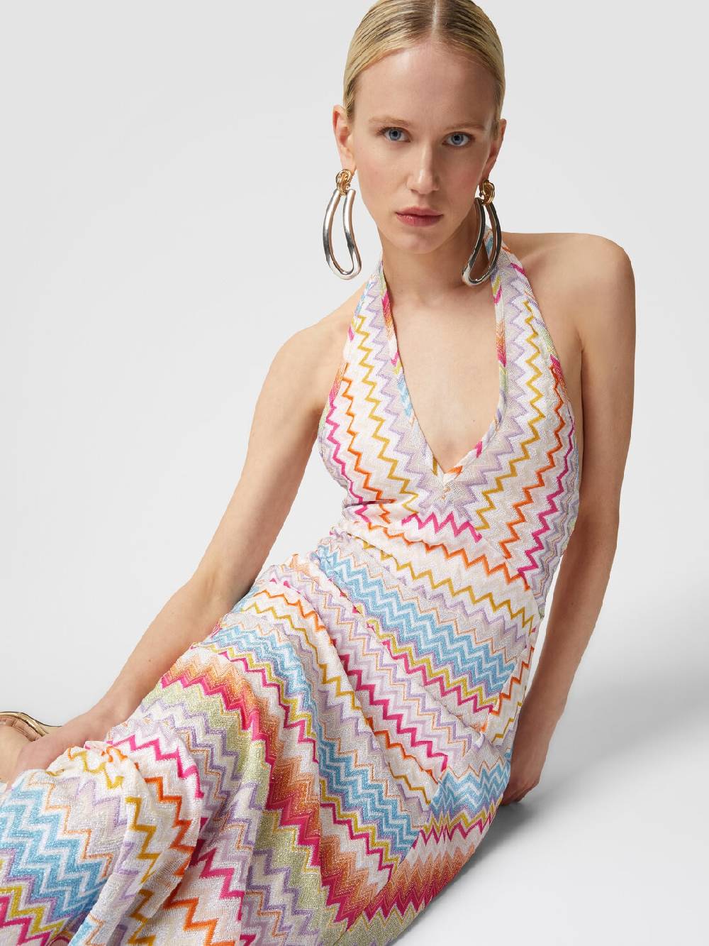 Missoni Abito lungo in viscosa zig zag con lurex Prezzo Ridotto
