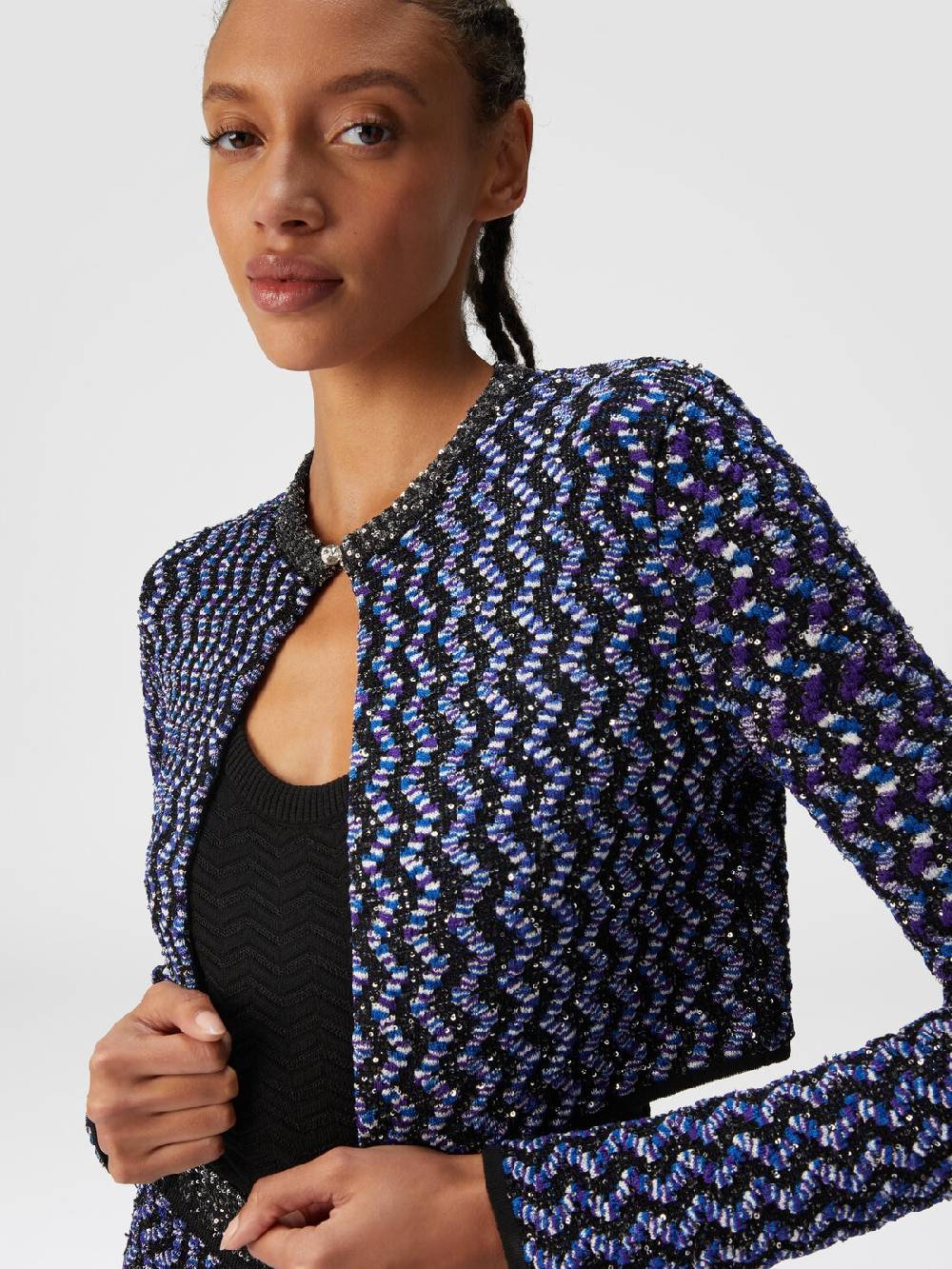 Missoni Cardigan zig zag goffrato con paillettes Sottocosto