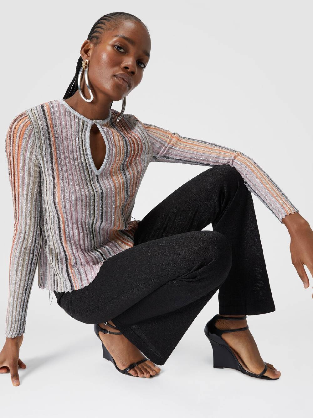 Missoni Pantaloni dritti in viscosa effetto glitter Presa
