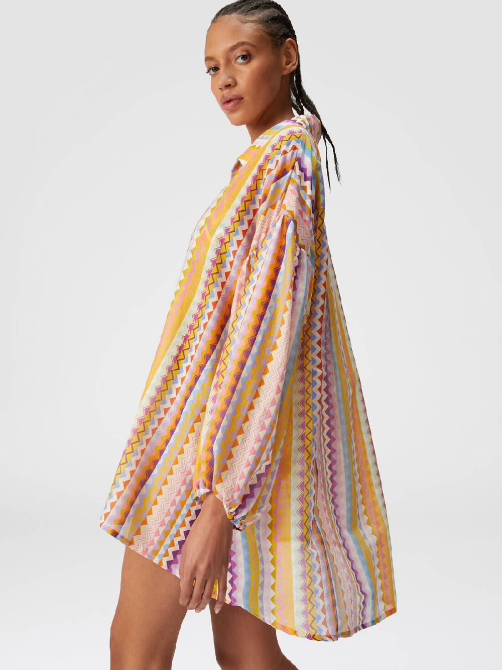 Missoni Blusa oversize in seta e cotone stampa zig zag Sconto