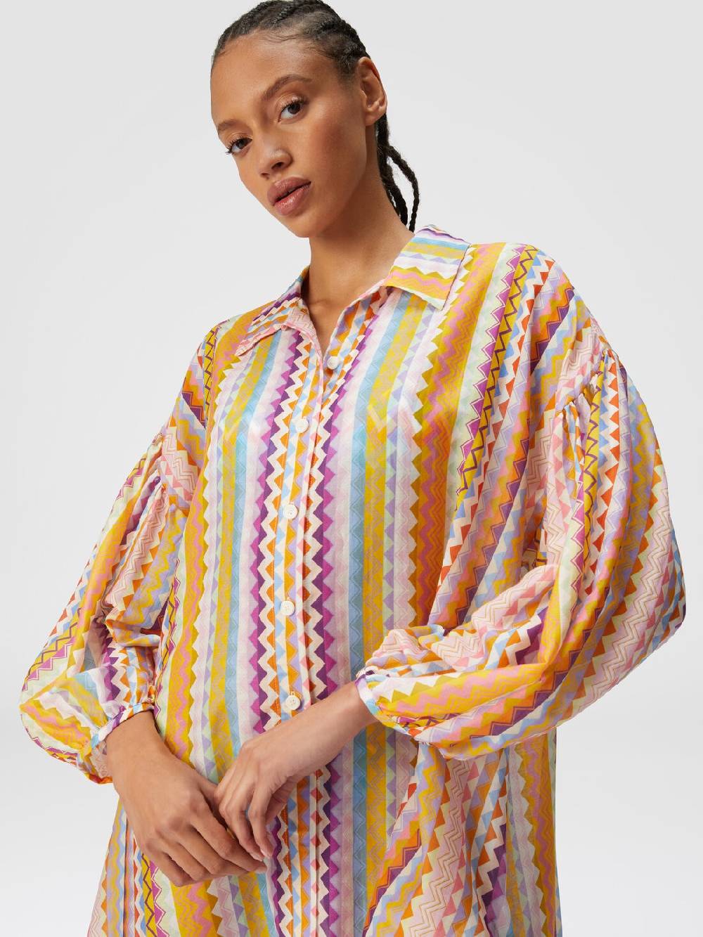 Missoni Blusa oversize in seta e cotone stampa zig zag Sconto