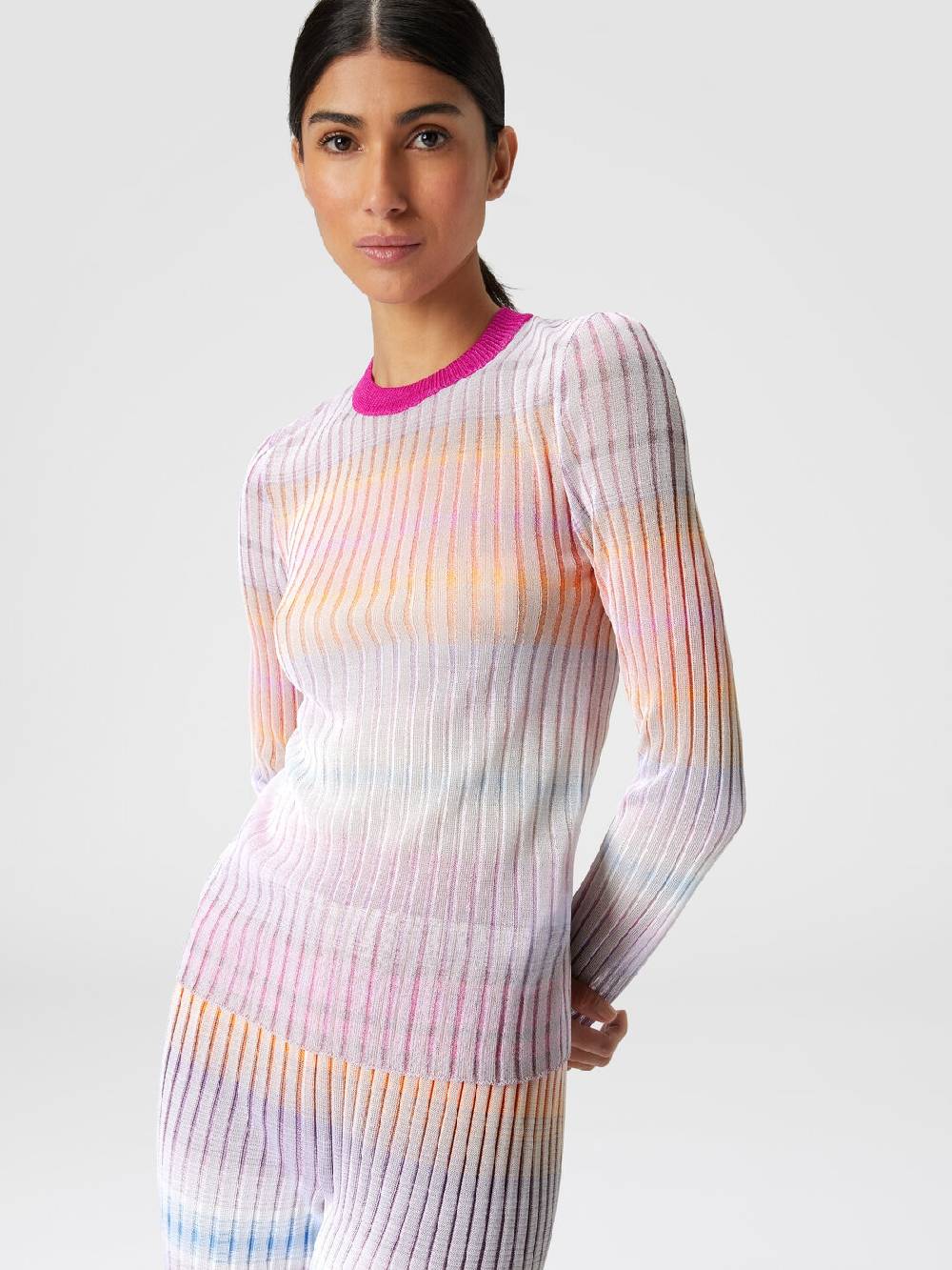 Missoni Maglia girocollo a coste con colletto a contrasto Offerta