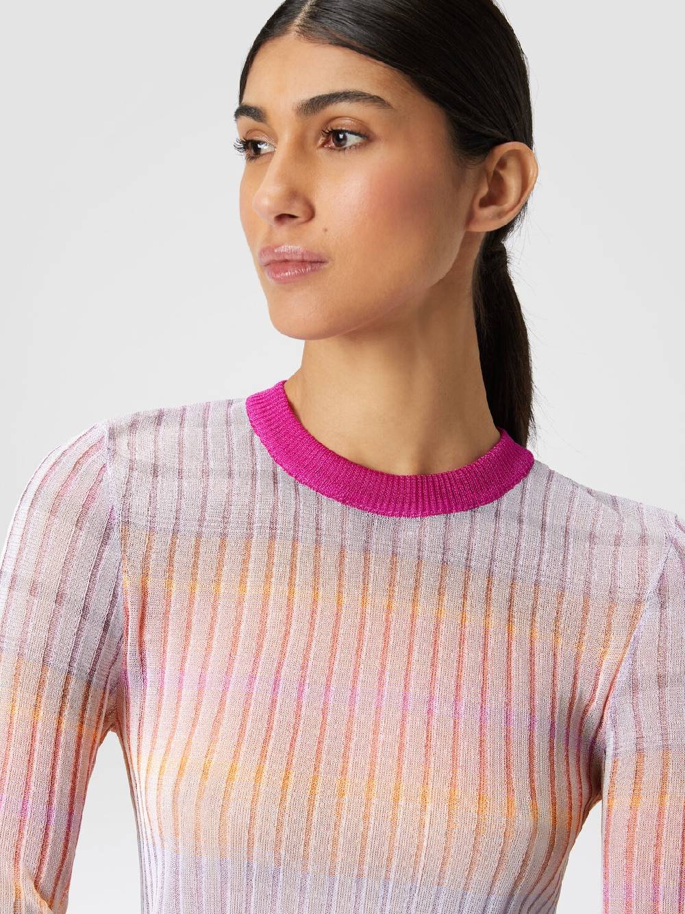 Missoni Maglia girocollo a coste con colletto a contrasto Offerta
