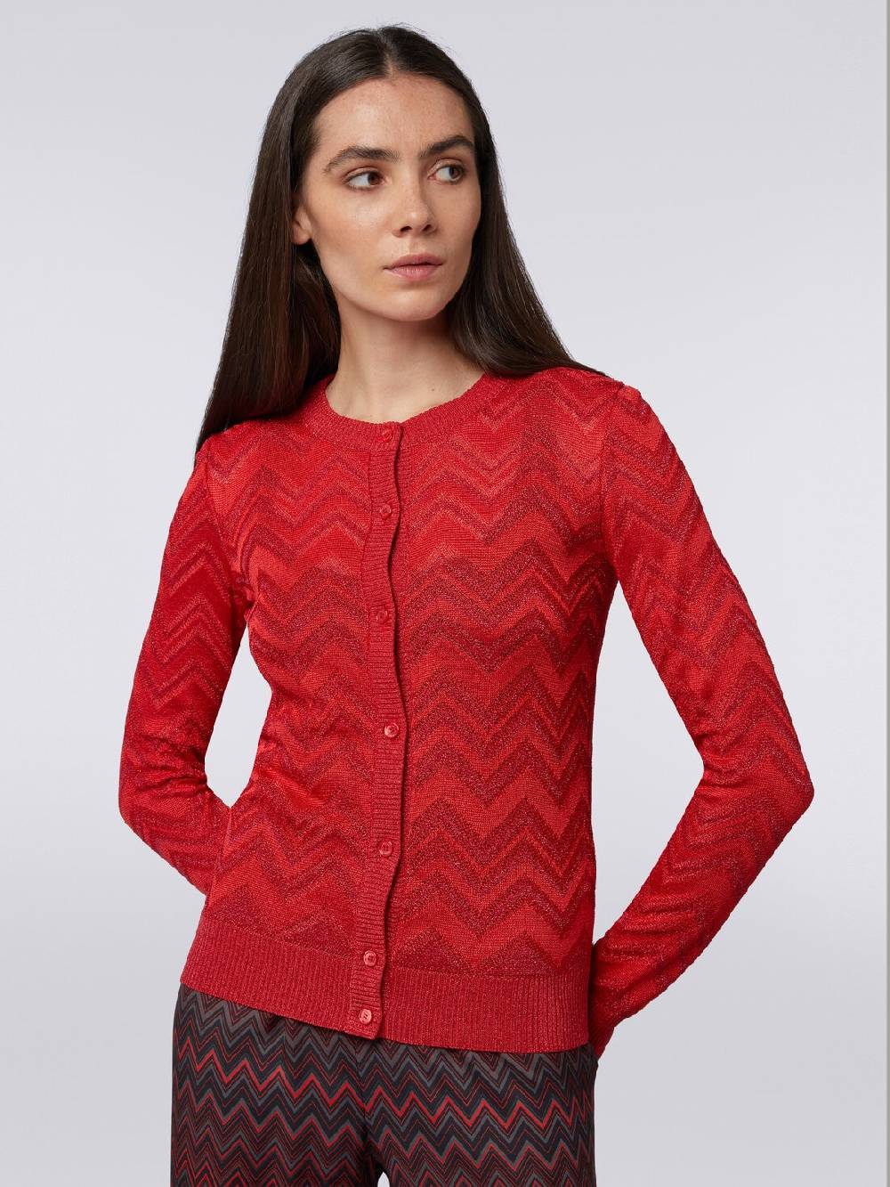 Missoni Cardigan in maglia zig zag tonale con lurex In Vendita