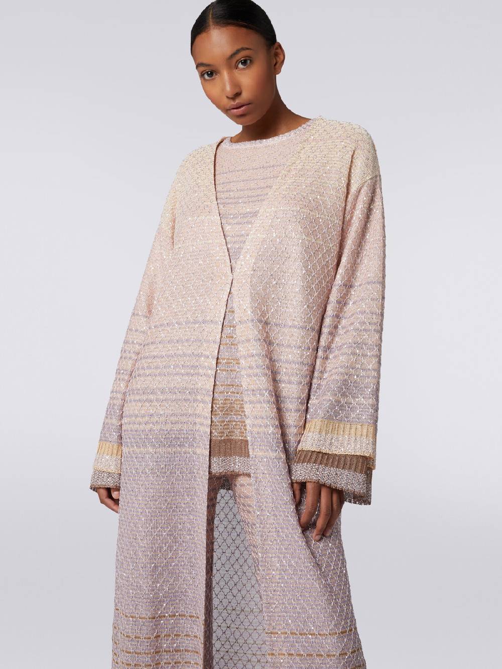 Missoni Cardigan lungo in maglia dégradé con paillettes Saldi