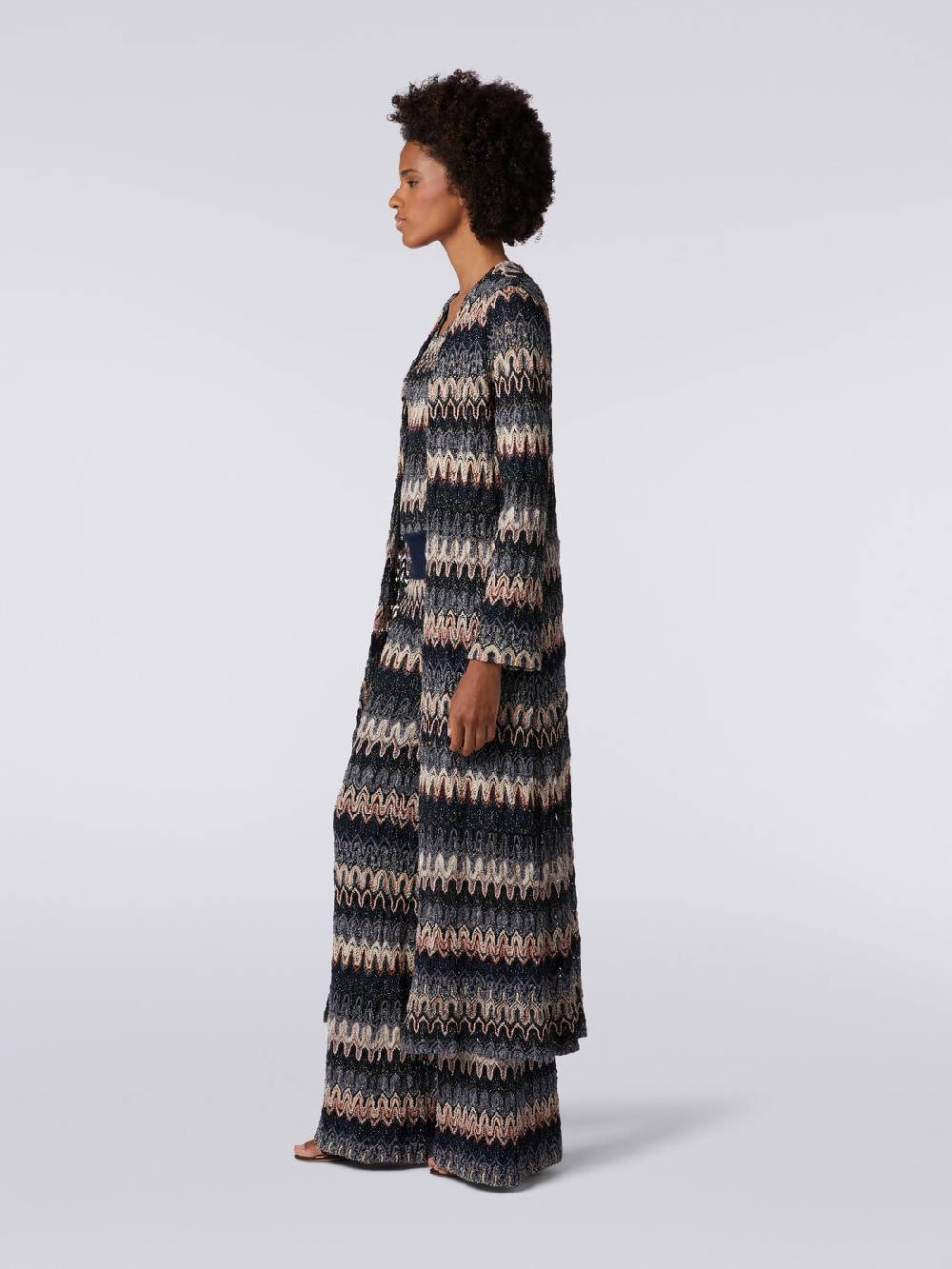 Missoni Cardigan lungo in maglia lamé con motivo a onde effetto pizzo Offerte