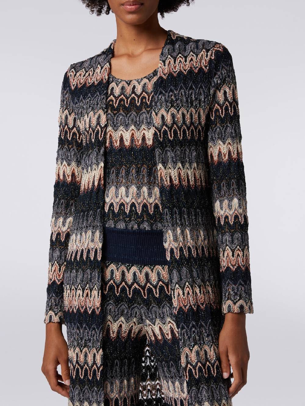 Missoni Cardigan lungo in maglia lamé con motivo a onde effetto pizzo Offerte