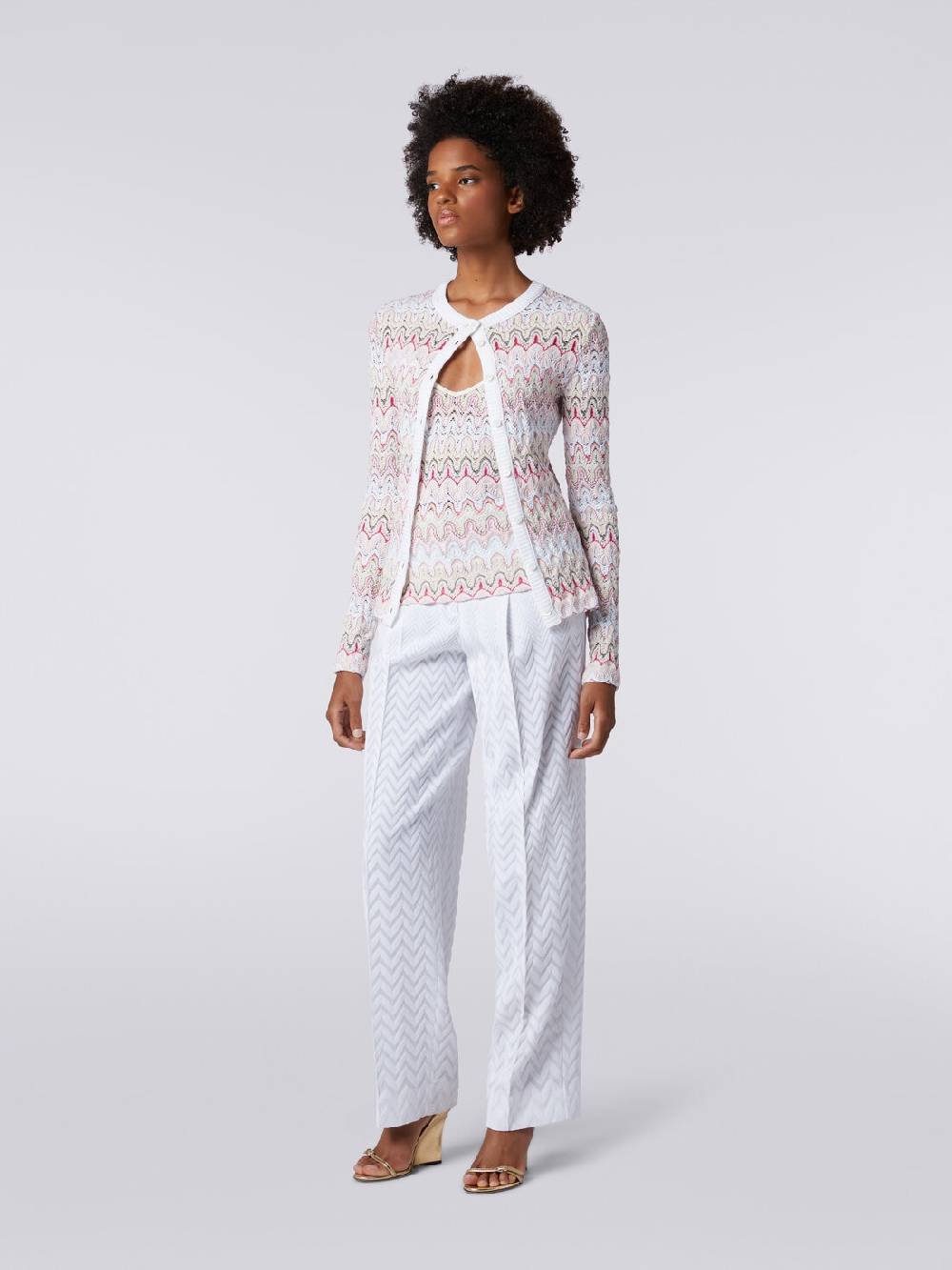 Missoni Cardigan in maglia con profili a contrasto e motivo a onde Saldi Di Fabbrica