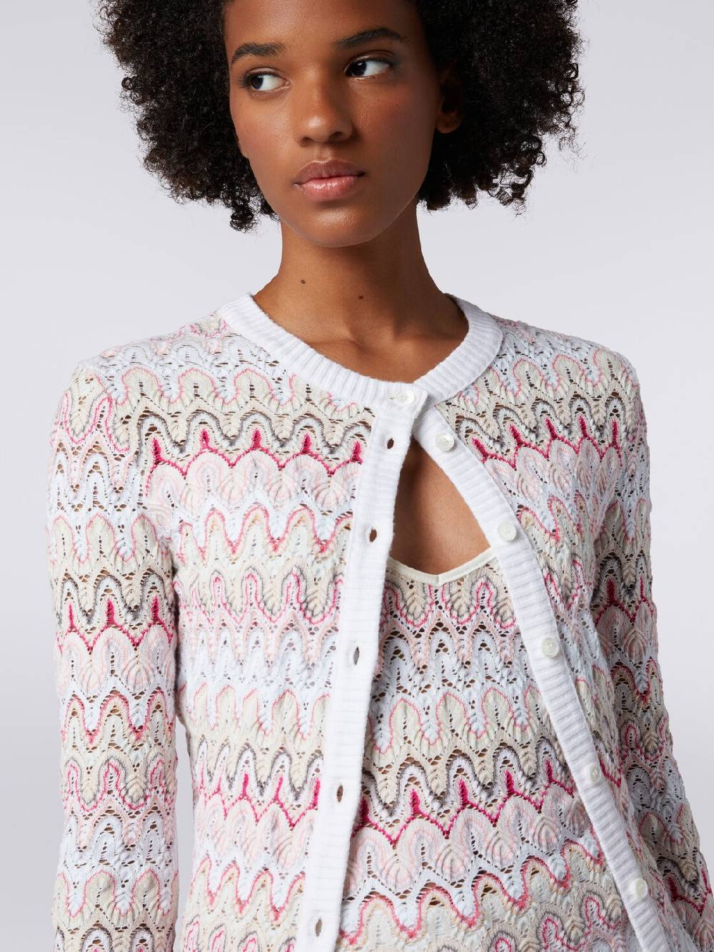 Missoni Cardigan in maglia con profili a contrasto e motivo a onde Saldi Di Fabbrica