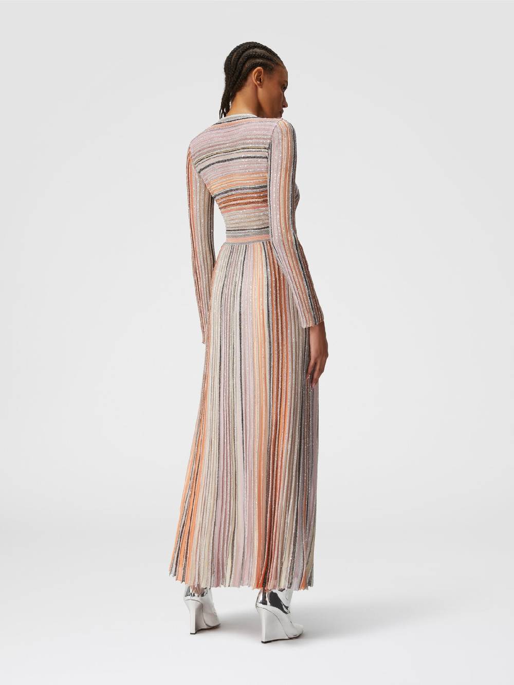 Missoni Abito lungo in maglia plissée lamé Vendite Flash
