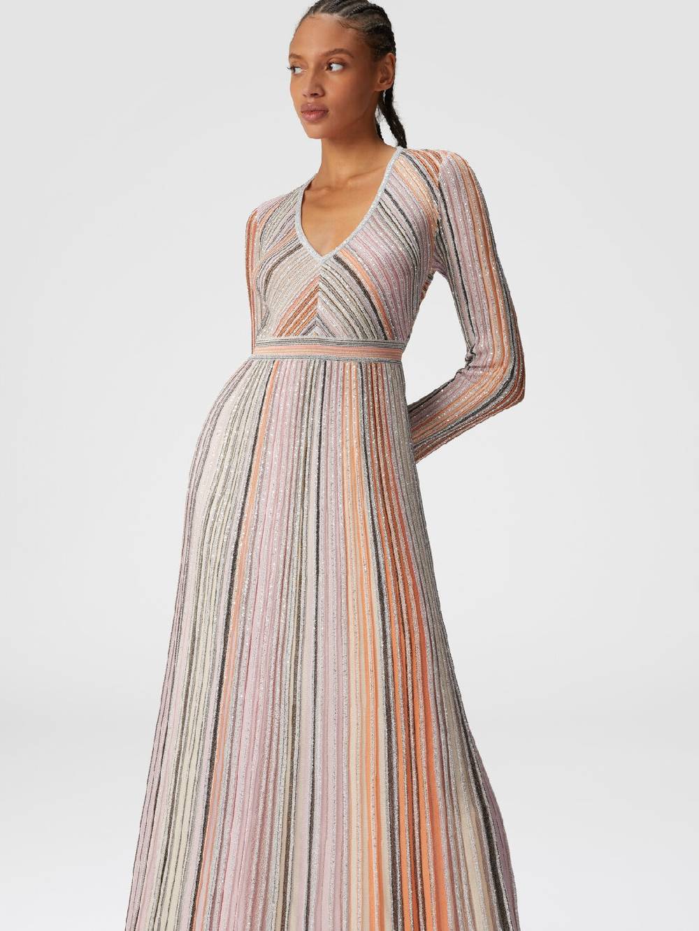 Missoni Abito lungo in maglia plissée lamé Vendite Flash