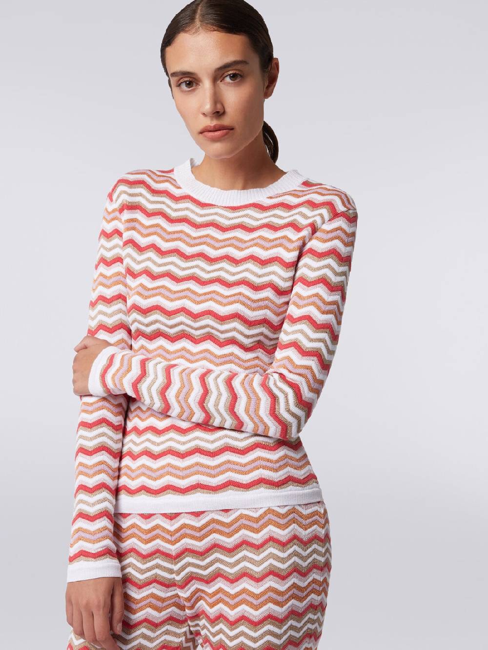 Missoni Pullover girocollo in cotone e viscosa zig zag Smaltimento dello stoccaggio