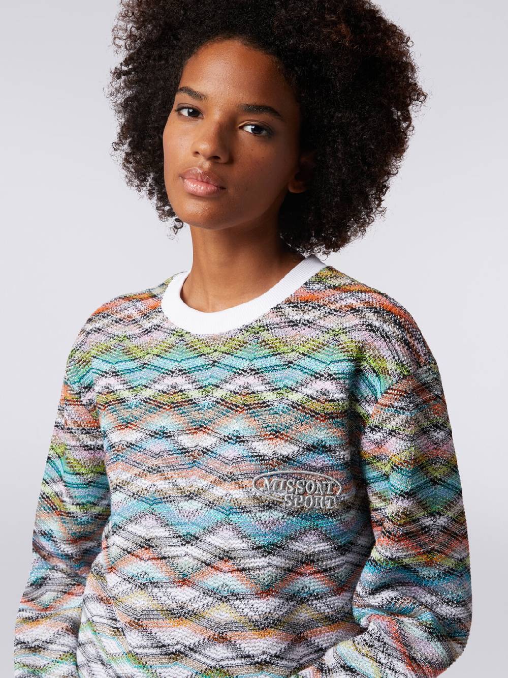 Missoni Felpa girocollo in maglia con lurex e logo Qualità