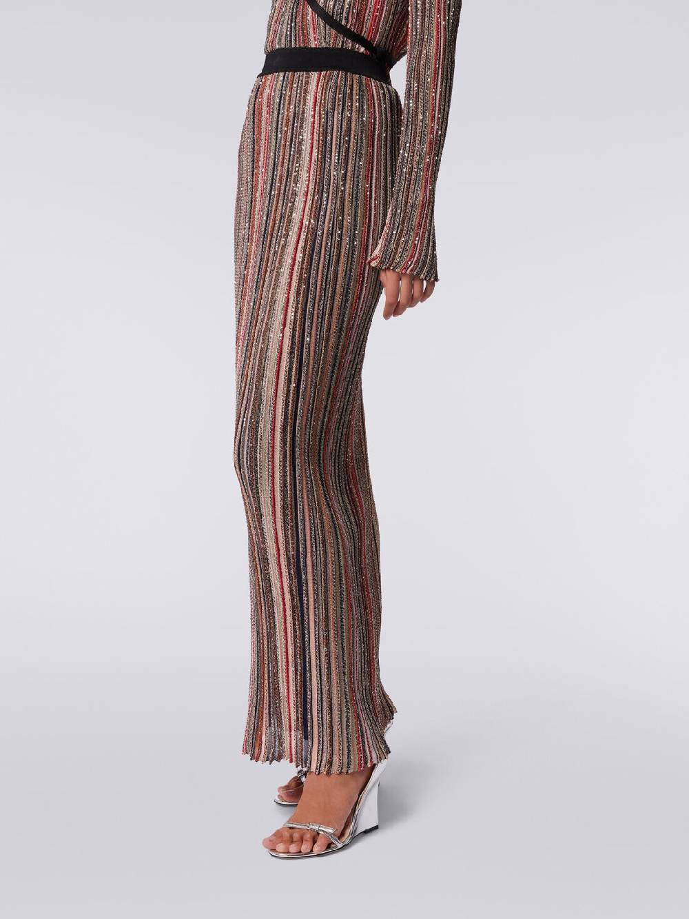 Missoni Gonna lunga plissée a righe verticali con paillettes Fino Al -60%