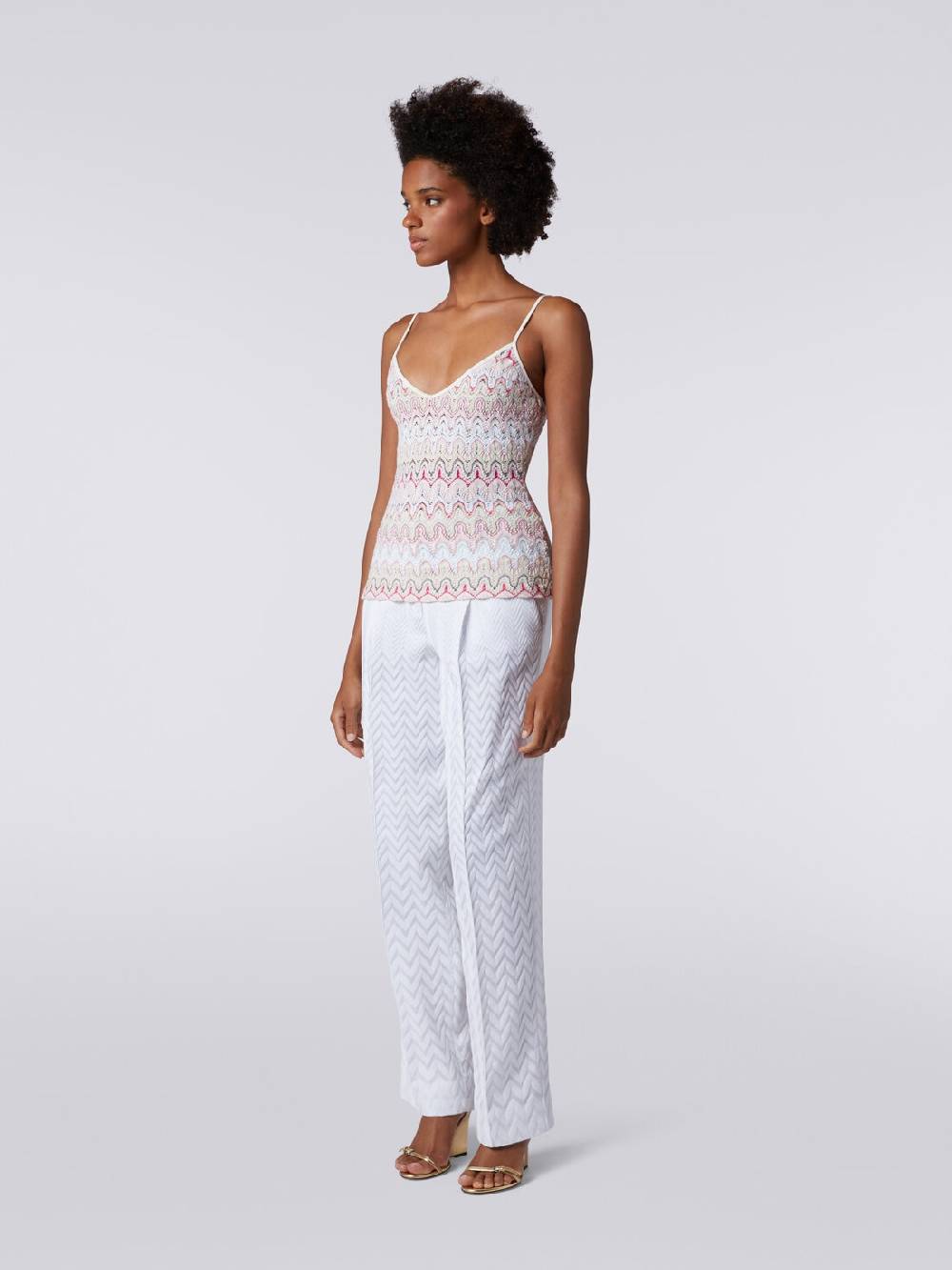 Missoni Top con scollatura a V e spalline in misto viscosa a onde effetto pizzo Affare Del Giorno