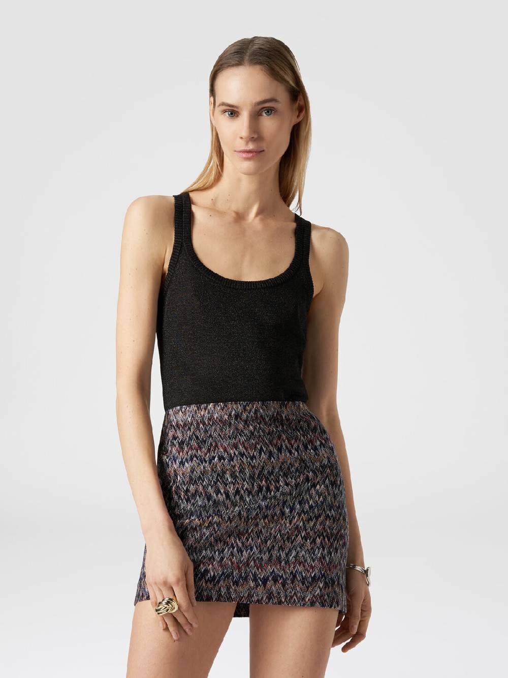 Missoni Minigonna in misto viscosa lamé zig zag Sconto