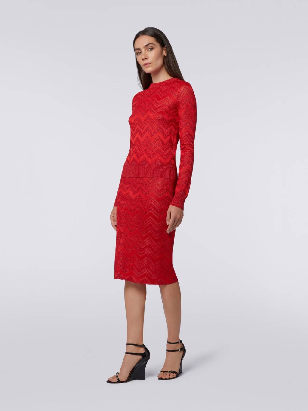 Missoni Gonna longuette in maglia zig zag con lurex Offerta