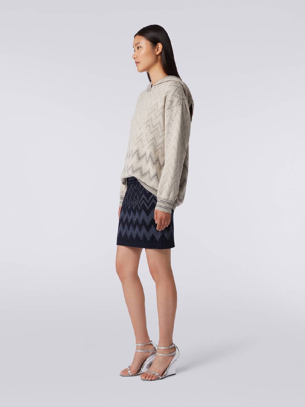 Missoni Minigonna in lana e viscosa zig zag con lurex Promozione temporanea