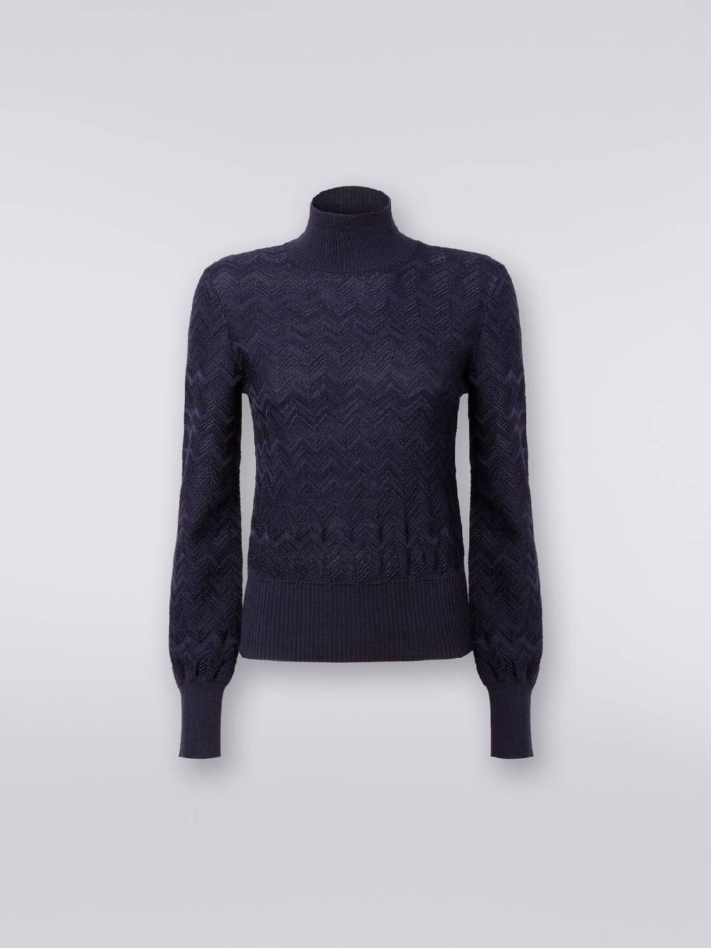 Missoni Pullover a collo alto in viscosa e lana chevron Fino al 60% di sconto