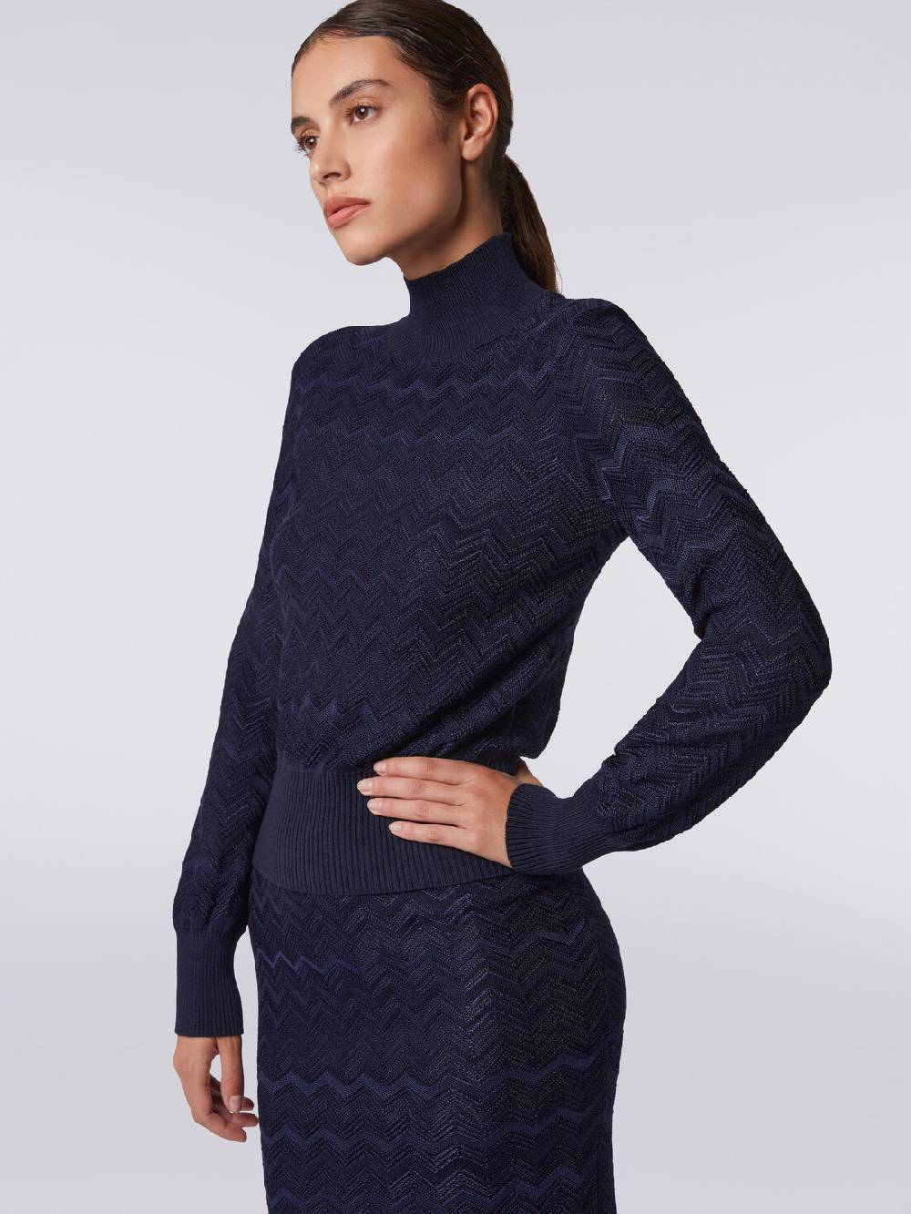 Missoni Pullover a collo alto in viscosa e lana chevron Fino al 60% di sconto