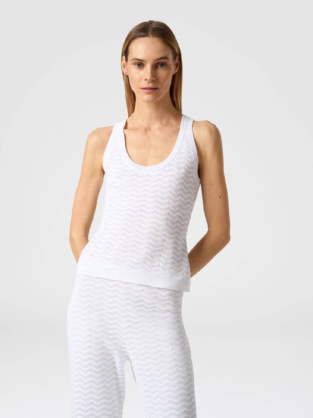 Missoni Canottiera in maglia di viscosa e cotone chevron In Vendita