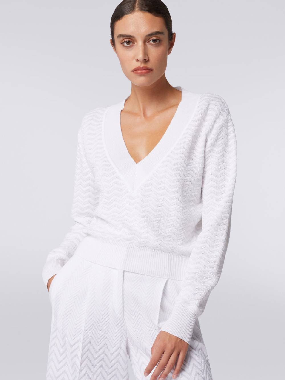 Missoni Pullover con scollatura a V in maglia zig zag Offerte