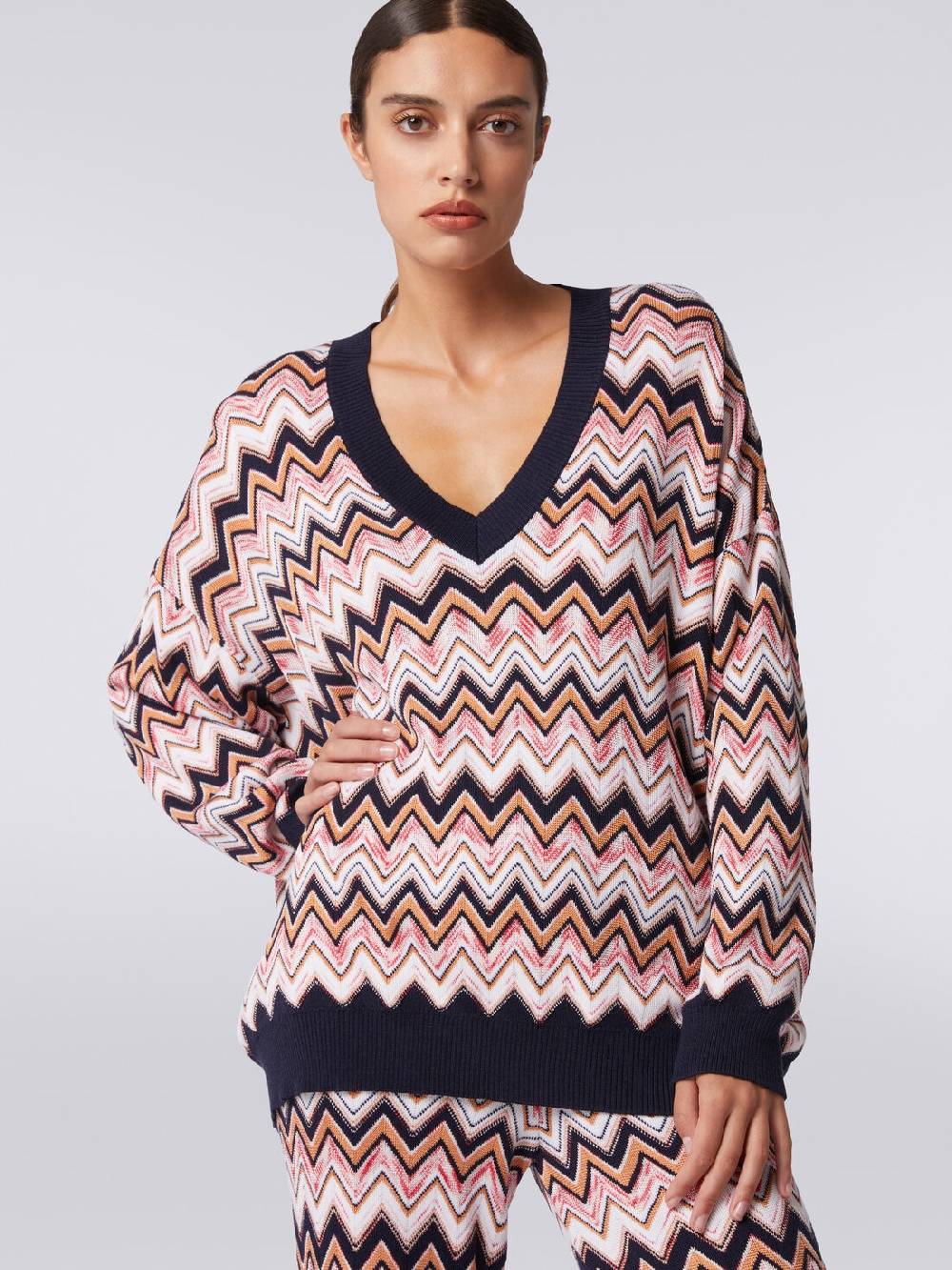 Missoni Maglia oversize zig zag con profili a contrasto Vendita Economica