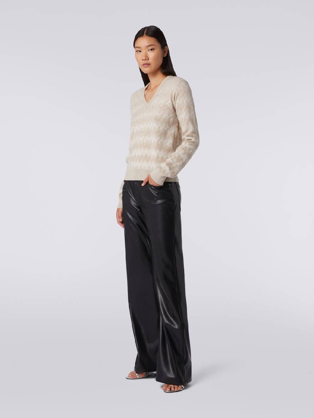 Missoni Pullover con scollo a V in cachemire con zig zag Nuova