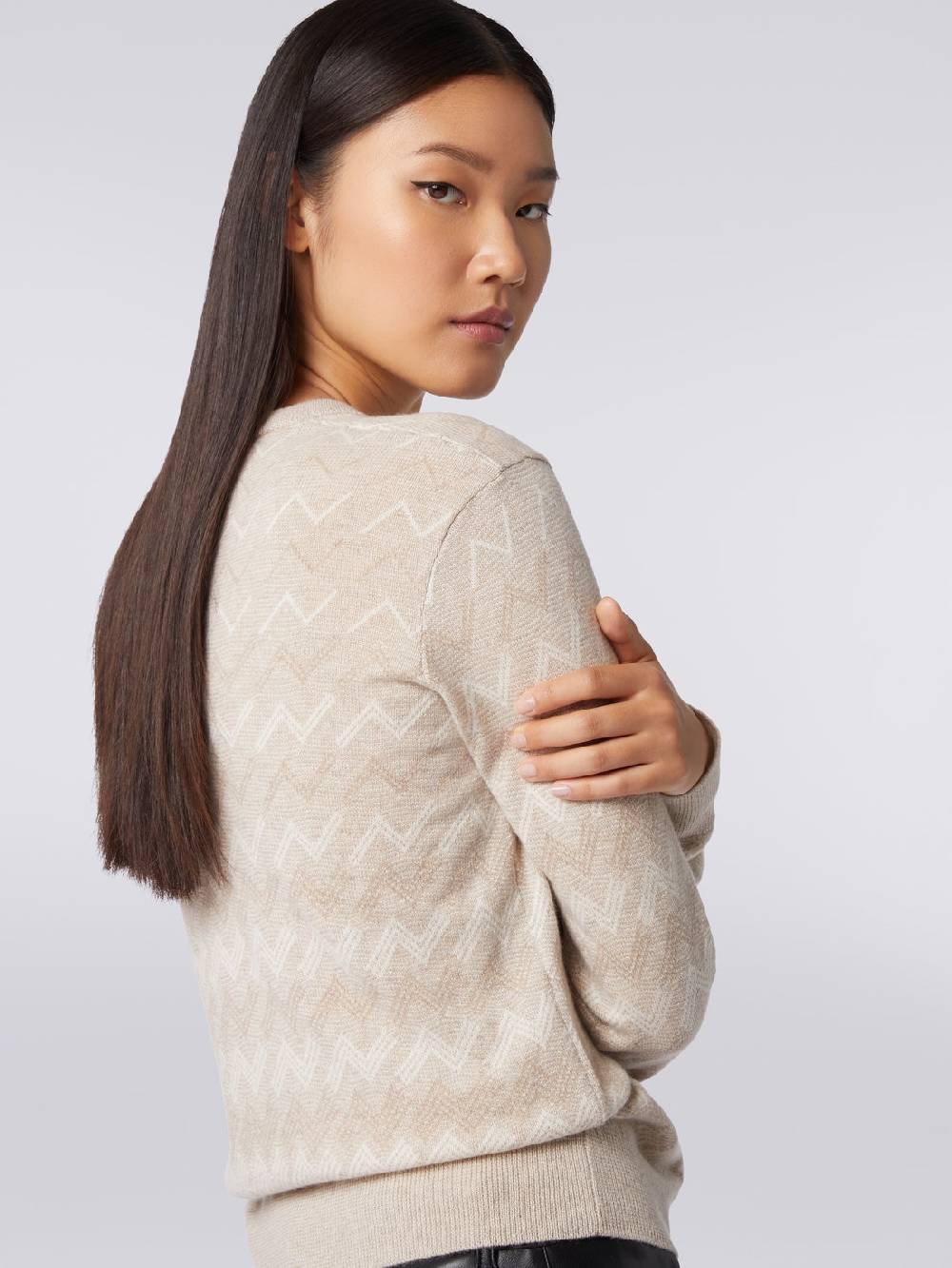 Missoni Pullover con scollo a V in cachemire con zig zag Nuova