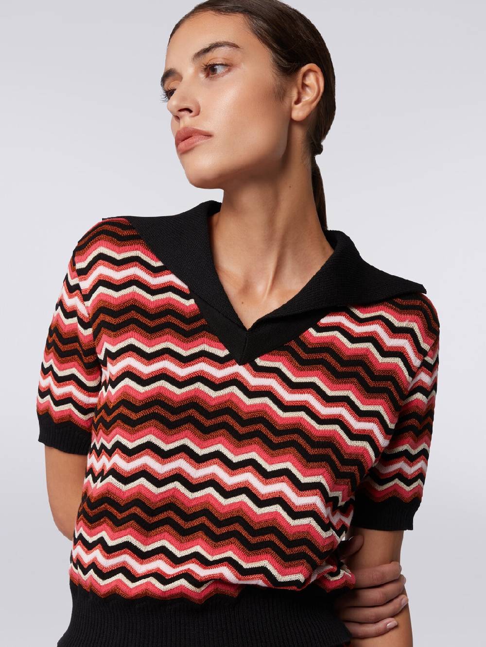 Missoni Maglia a maniche corte chevron con profili a contrasto 2025
