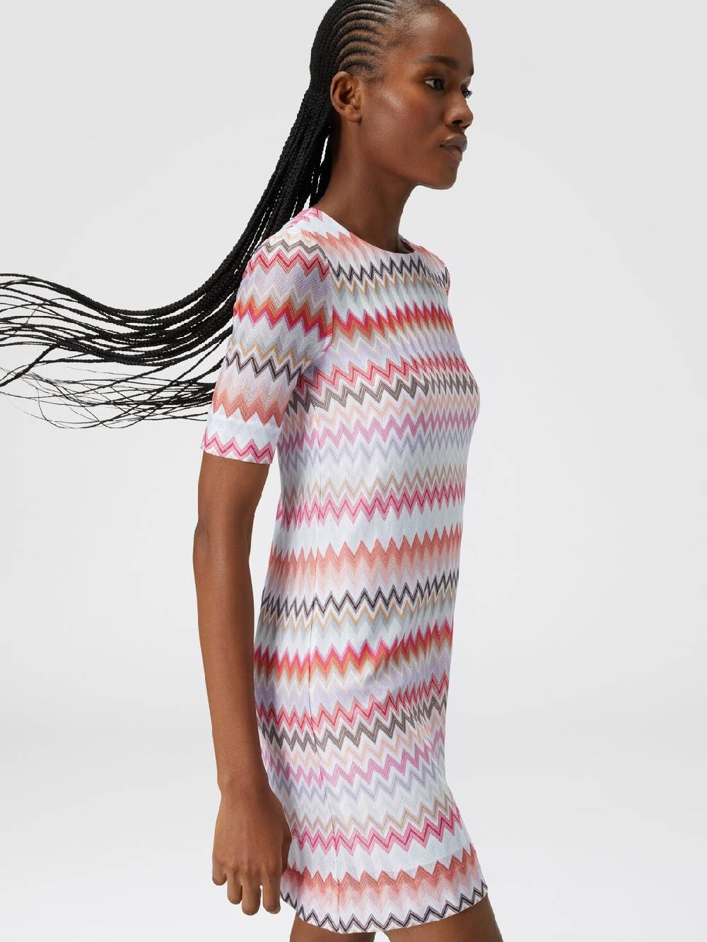 Missoni Abito a maniche corte in cotone e viscosa zig zag 2025